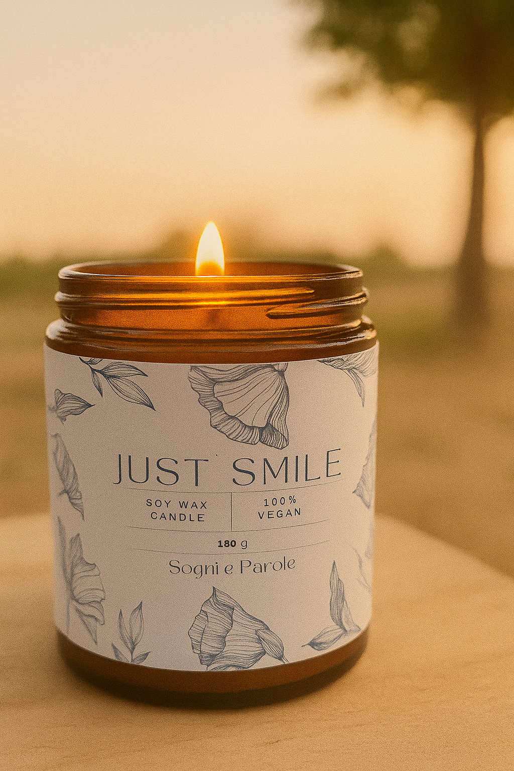 Candela in vaso ambrato 100 gr