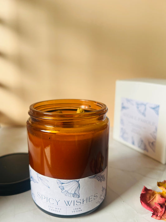 Candela in vaso ambrato 200 gr