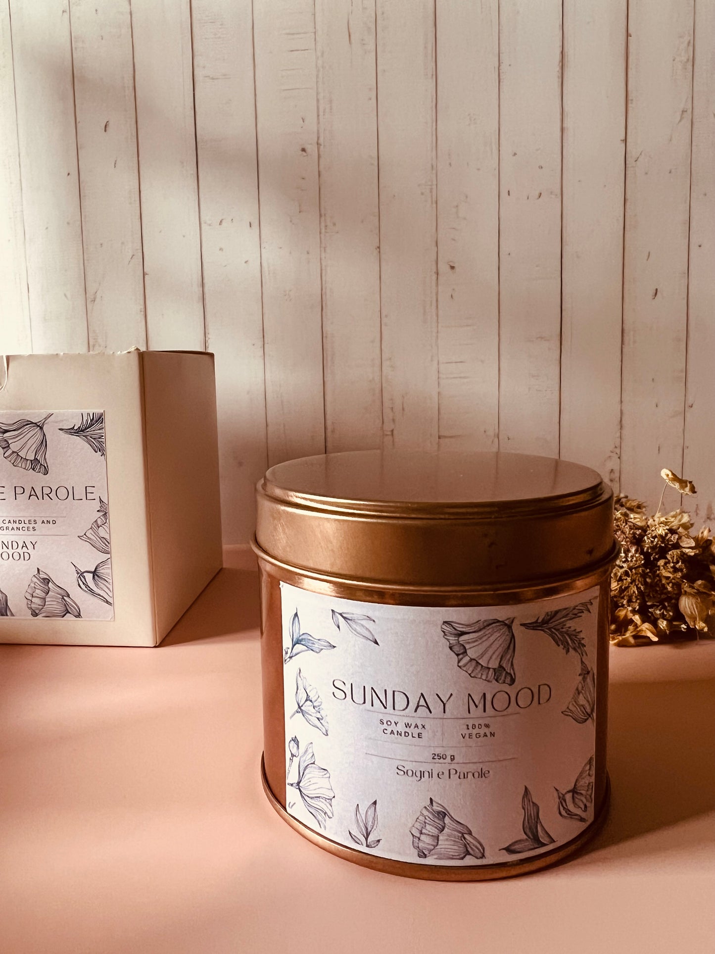 Candela in barattolo alluminio oro rosa 220 gr