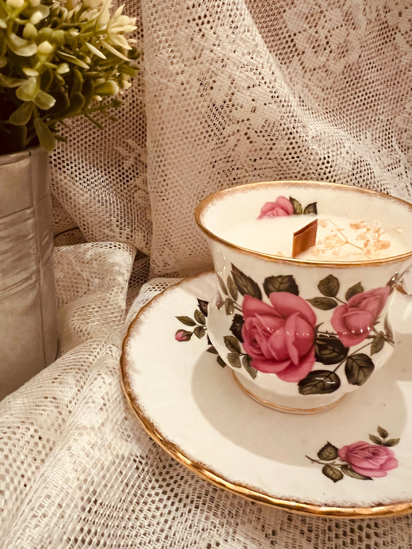 Candela in tazza vintage inglese