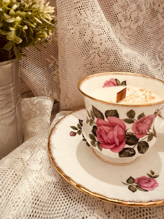 Candela in tazza vintage inglese
