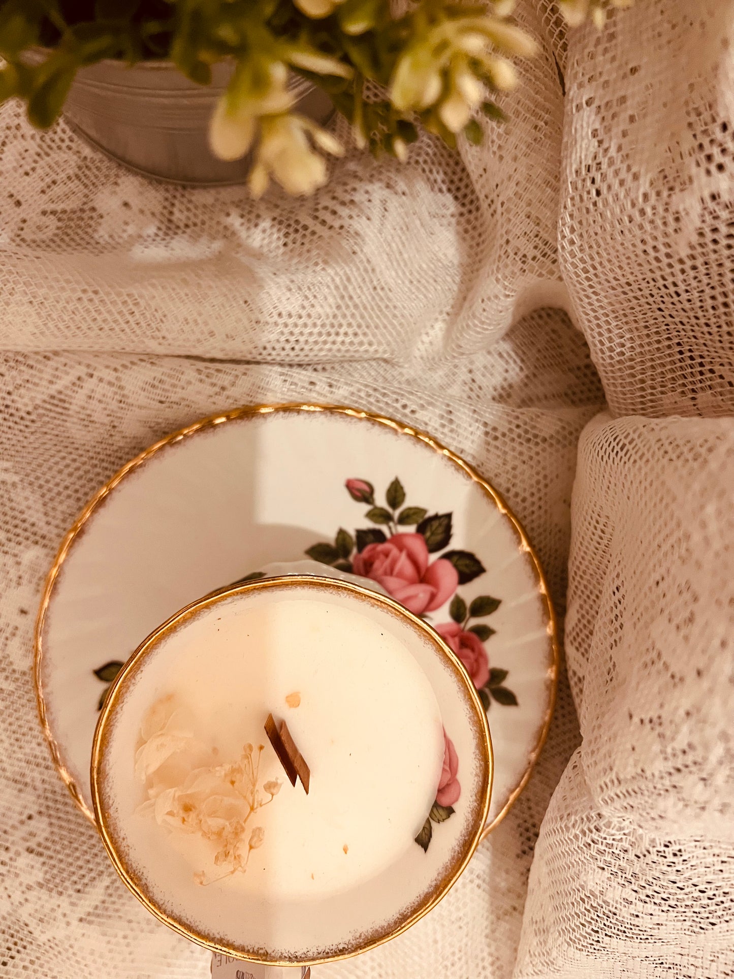 Candela in tazza vintage inglese